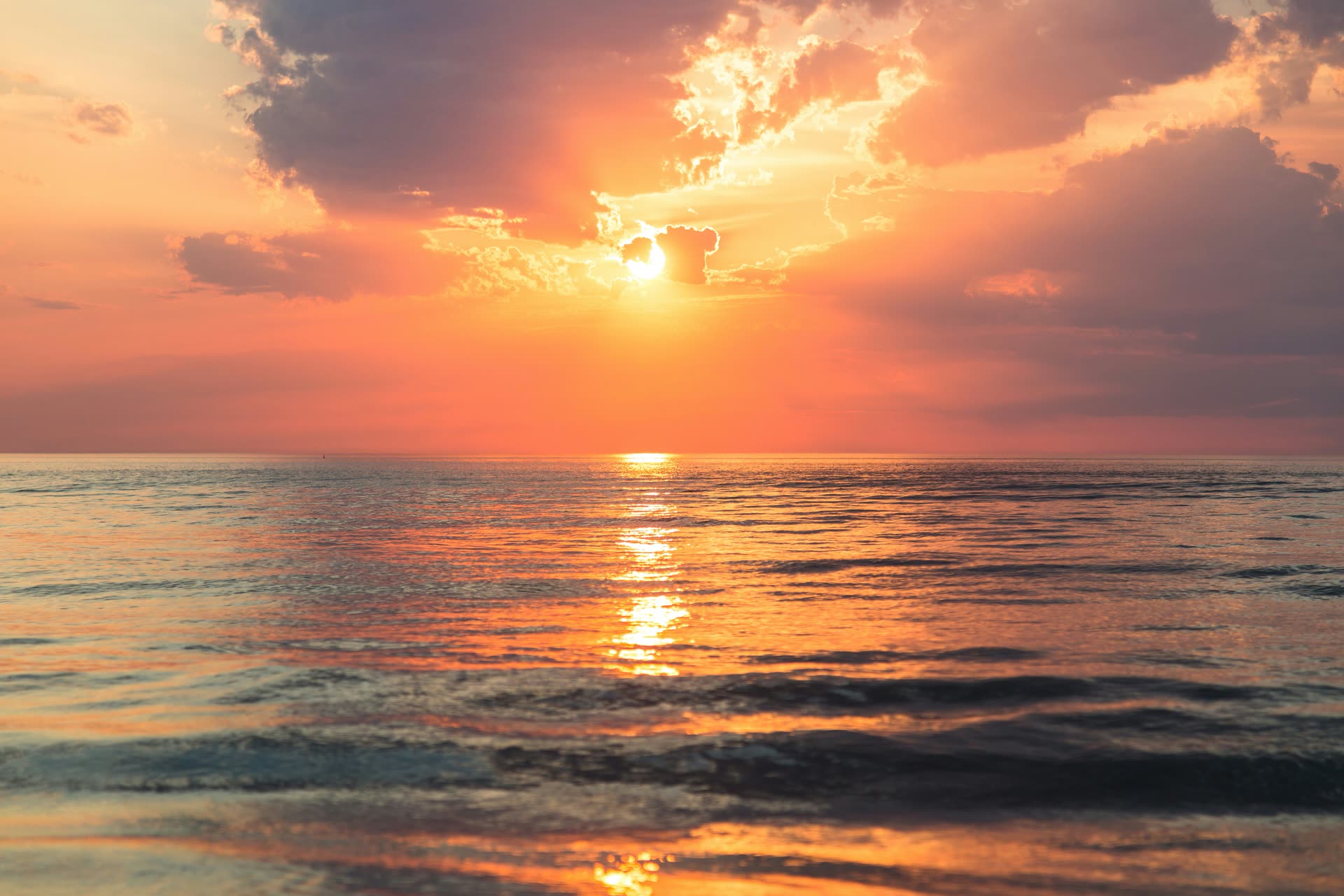 Sun setting over the sea